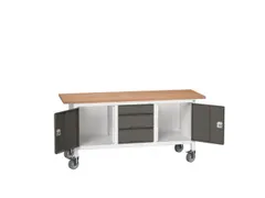 werkbank,HxBxD 830x1750x600mm,multiplexblad,uitrusting: 3laden,2kasten