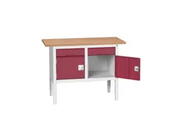 werkbank,HxBxD 830-930x1250x600mm,multiplexblad,uitrusting: 2laden