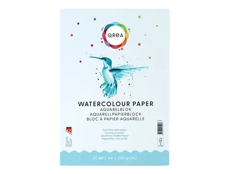 Aquarelblok Qrea A4 20vel 200gr gelijmd