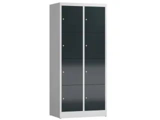 Lockerkast 1800x800x500mm 2x4 vakken cilinderslot, sokkel, RAL7016 - 1