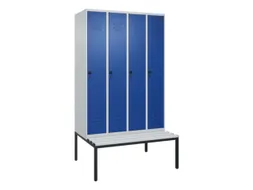 locker met bank,HxBxD 2120x1200x815mm,4vak,vak B 300mm,draaigrendel