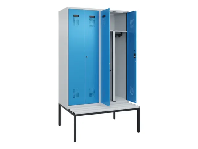 PBM-locker met bank,HxBxD 2120x1200x815mm,4vak,vak B 300mm