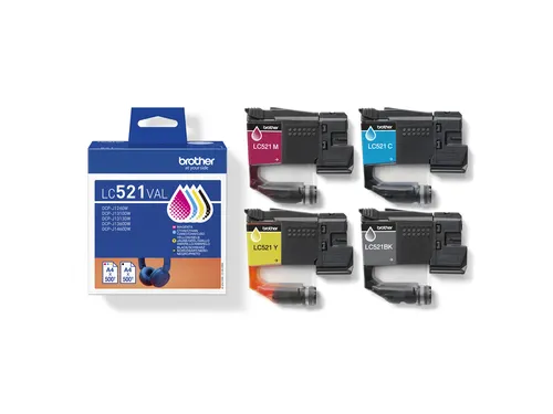 Brother LC-521 Inktcartridges Zwart + 3 Kleuren