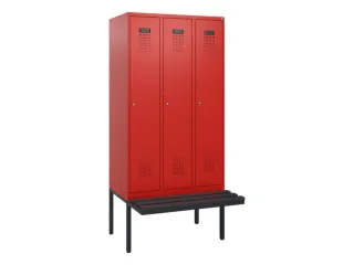 locker met bank,HxBxD 1950x900x815mm,3vak,vak B 300mm,cilinderslot - 2
