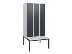 locker met bank,HxBxD 1950x900x815mm,3vak,vak B 300mm,cil.-slot