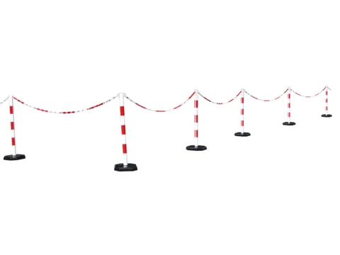 Kunststof Kettingstaanderset Rood Wit Achthoekige Voet 6 Palen