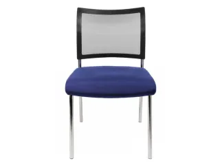 Bezoekersstoel Blauw Stof Zitting Rugleuning Netbekleding Zwart - 1