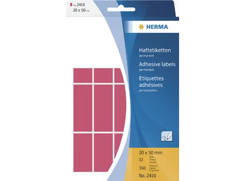 HERMA 2416 Universele etiketten 20x50mm Fluor rood 360 stuks