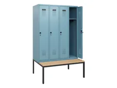 locker met bank,HxBxD 1950x1200x815mm,4vak,vak B 300mm,draaigrendel