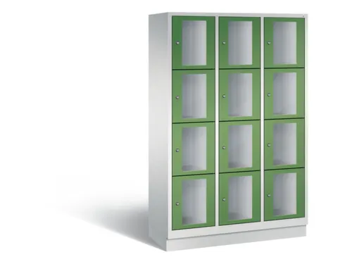 Lockerkast 1800x1200x500mm 3x4 vakken Cilinderslot, Sokkel, RAL6011