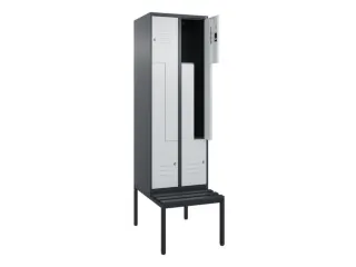 Z-garderobekast,HxBxD 2120x600x815mm,2vak,vak B 300mm,cil.-slot - 2
