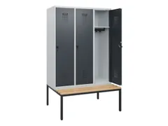 locker met bank,HxBxD 1950x1200x815mm,3vak,vak B 400mm,draaigrendel