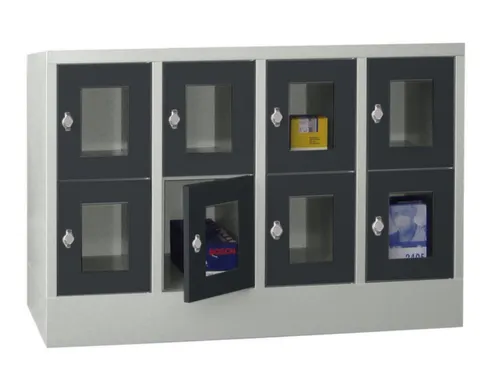 lockerkast,HxBxD 855x1200x500mm,4x2vakken,RAL7035,front RAL7016