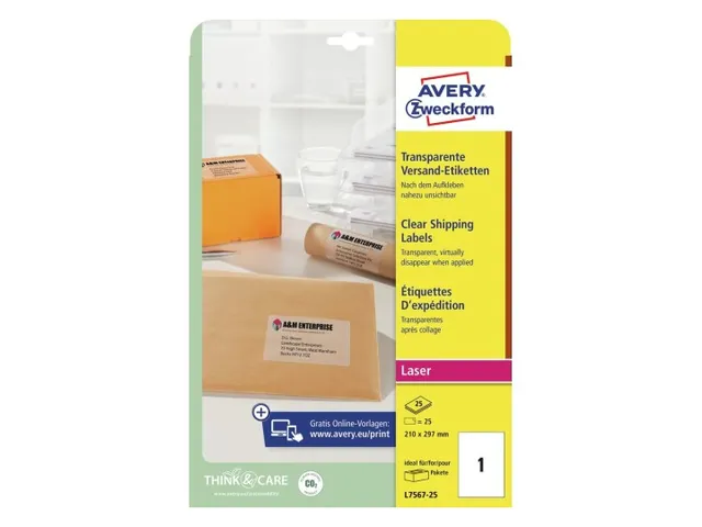 Etiquette Avery L7567-25 210x297mm Transparent Mat 25 pcs