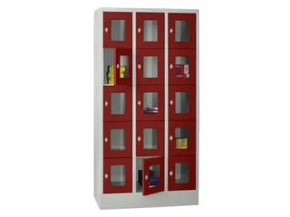 lockerkast,HxBxD 1850x900x500mm,3x5vakken,RAL7035,front RAL3000 - 2