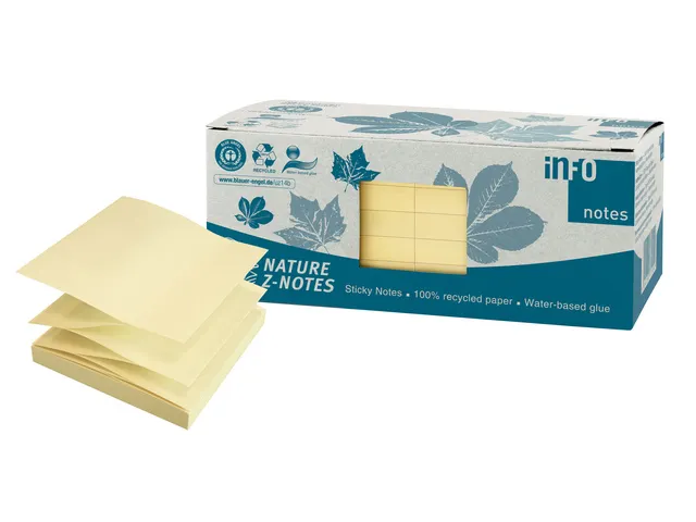 75x75mm Z-Notes geel recycled doos 12 blok