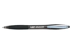 Balpen Bic Atlantis soft metalen clip clic medium zwart