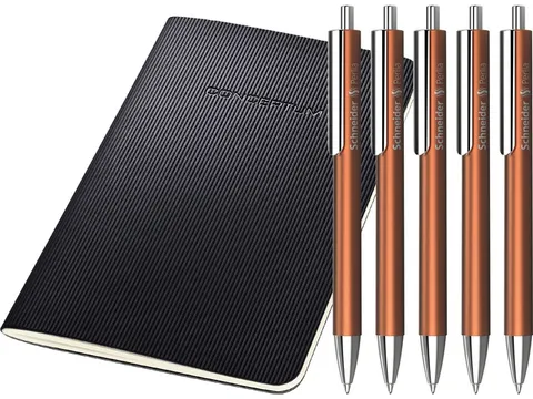 balpen Schneider Perlia brons XB 5 stuks + gratis notitieboek A6