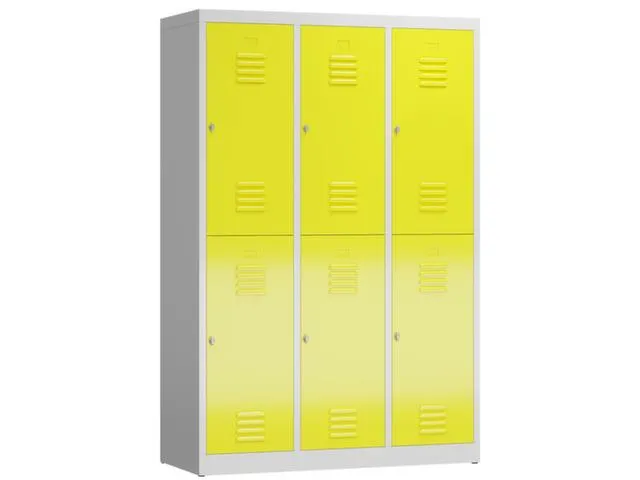 Dubbeldekse garderobekast 1800x1185x500mm 3x2vak 400mm RAL7035 RAL1018