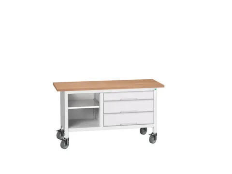 werkbank,HxBxD 830x1500x600mm,multiplexblad,uitrusting: 3laden,legbord