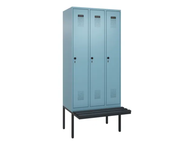 locker met bank,voor scheiding van kleding,HxBxD 2120x900x815mm,3vak