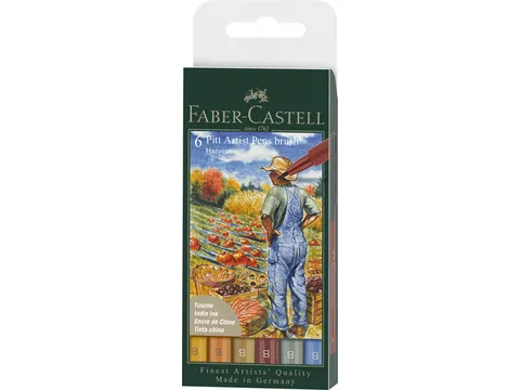 Tekenstift Faber-Castell Pitt Artist Pen Brush etui 6 stuks Harvest