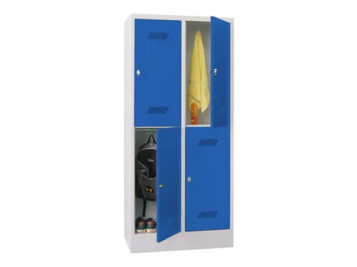 dubbeldekse locker,HxBxD 1850x800x500mm,2x2vak.,RAL7035,front RAL5010