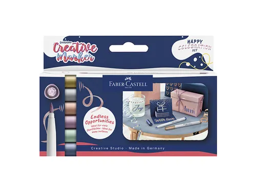 Marker creatief Faber-Castell Goldfaber brushpunt B set a 6 stuks Happ