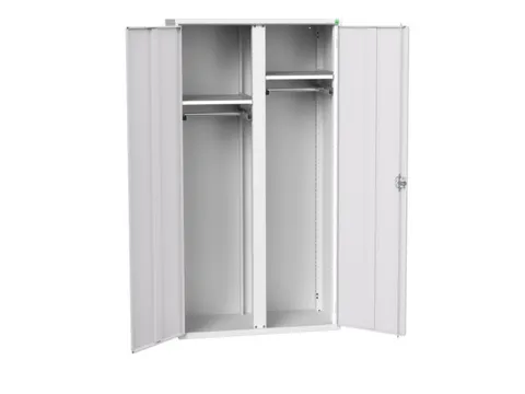 Lockerkast 2000x1050x550mm 2 vakken, dubbele vleugeldeur, RAL7035