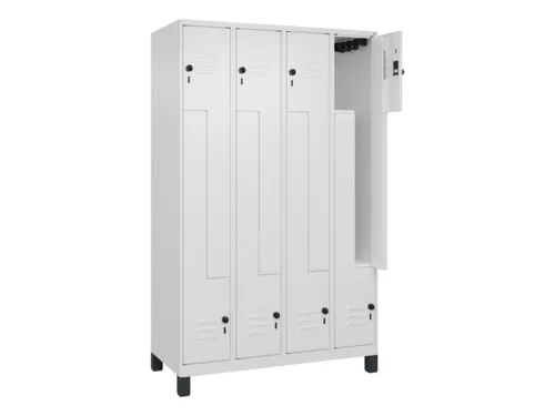 Z-garderobekast,HxBxD 1950x1200x500mm,vak B 150/300mm,draaigrendel