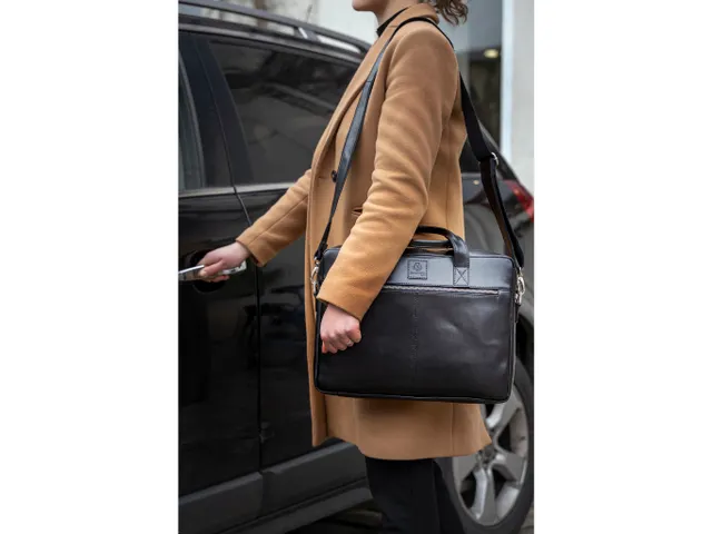 Computertas Exactive zwart leder