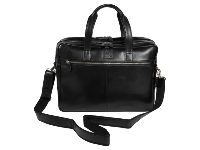 Computertas-dubbel E xactive zwart leder