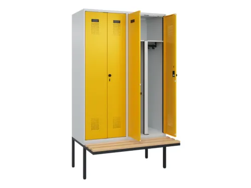 PBM-locker met bank,HxBxD 2120x1200x815mm,4vak,vak B 300mm