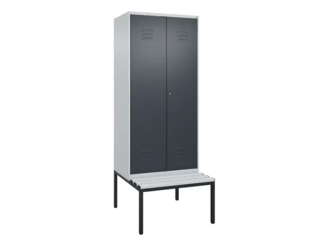 PBM-locker met bank,HxBxD 2120x800x815mm,2vak,vak B 400mm,cil.-slot