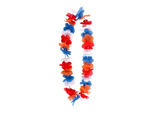 Hawaïkrans rood wit blauw en oranje 100cm