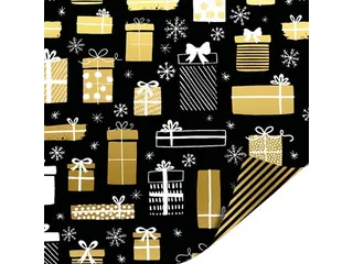 Geschenkpapier Kerst 70cmx2m assorti zwart/wit/goud - 2