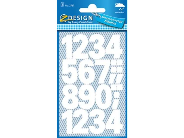 Cijfereretiket Z-design Home 2 vel watervast wit