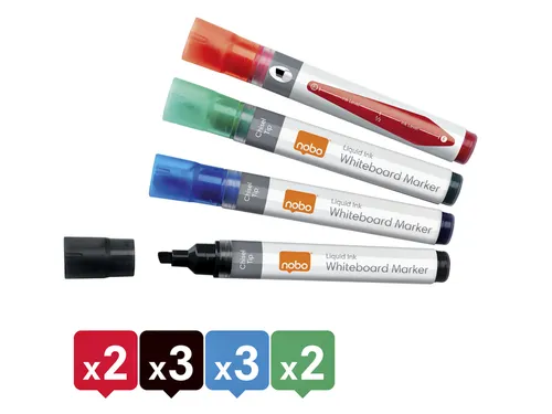 Viltstift Nobo whiteboard Liquid schuin assorti 4mm