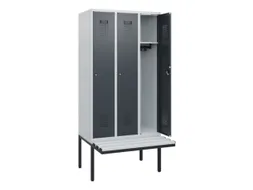 locker met bank,HxBxD 1950x900x815mm,3vak,vak B 300mm,cilinderslot