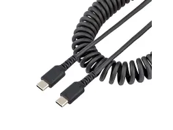 50cm USB C Laadkabel, Zwart, Robuuste Fast Charge & Sync USB-C Spiraal
