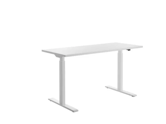 Elektrisch ihv bureau,HxBxD 700-1200x1400x600mm,blad wit,T-voet wit