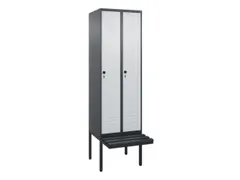 locker met bank,HxBxD 2120x600x815mm,2vak,vak B 300mm,draaigrendel