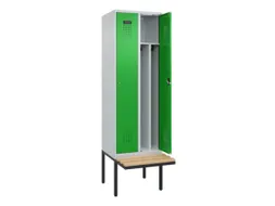 locker met bank,voor scheiding van kleding,HxBxD 2120x600x815mm,2vak