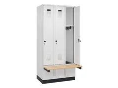 locker met bank,HxBxD 1950x900x815mm,3vak,vak B 300mm,draaigrendel
