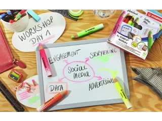 Whiteboardpotlood STABILO MARKdry 4 stuks neon kleuren - 2