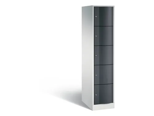 lockerkast cil.slot 1950x396x640mm 1x5 vakken RAL7035 front RAL7021