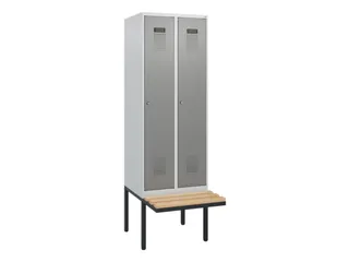 locker met bank,HxBxD 1950x600x815mm,2vak,vak B 300mm,cilinderslot - 2