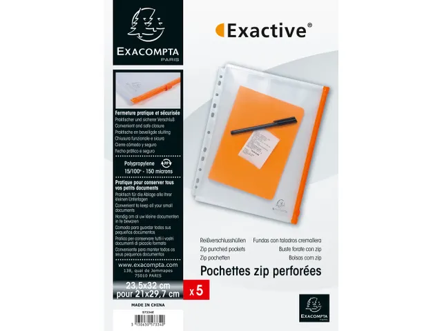 Exactive 5 Geperforeerde Showtassen Met Zip-Sluiting A4