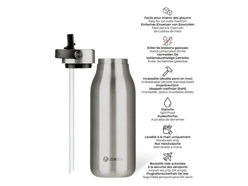 Thermosfles 2.0 Les Artistes Paris 1000ml Pearl met rietje