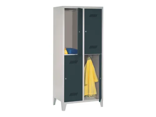 dubbeldekse locker,HxBxD 1850x800x500mm,2x2vak.,RAL7035,front RAL7016